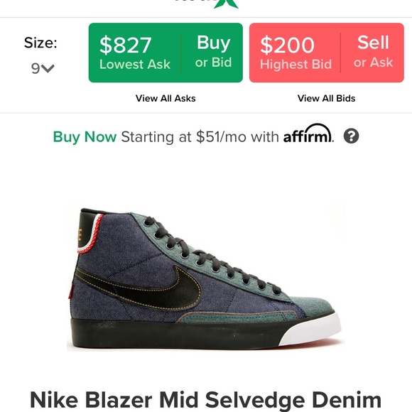 nike blazer mid selvedge denim